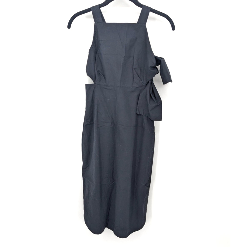 Kate Spade Saturday Dress Womens 00 Black Sleeveless Tie Cutout Midi Cocktail‎